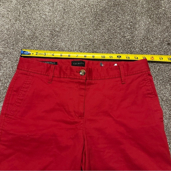 Talbots Red Relaxed Chino Short 7” Seersucker Cuffs Women’s Size 2 Preppy NWOT - Picture 14 of 16